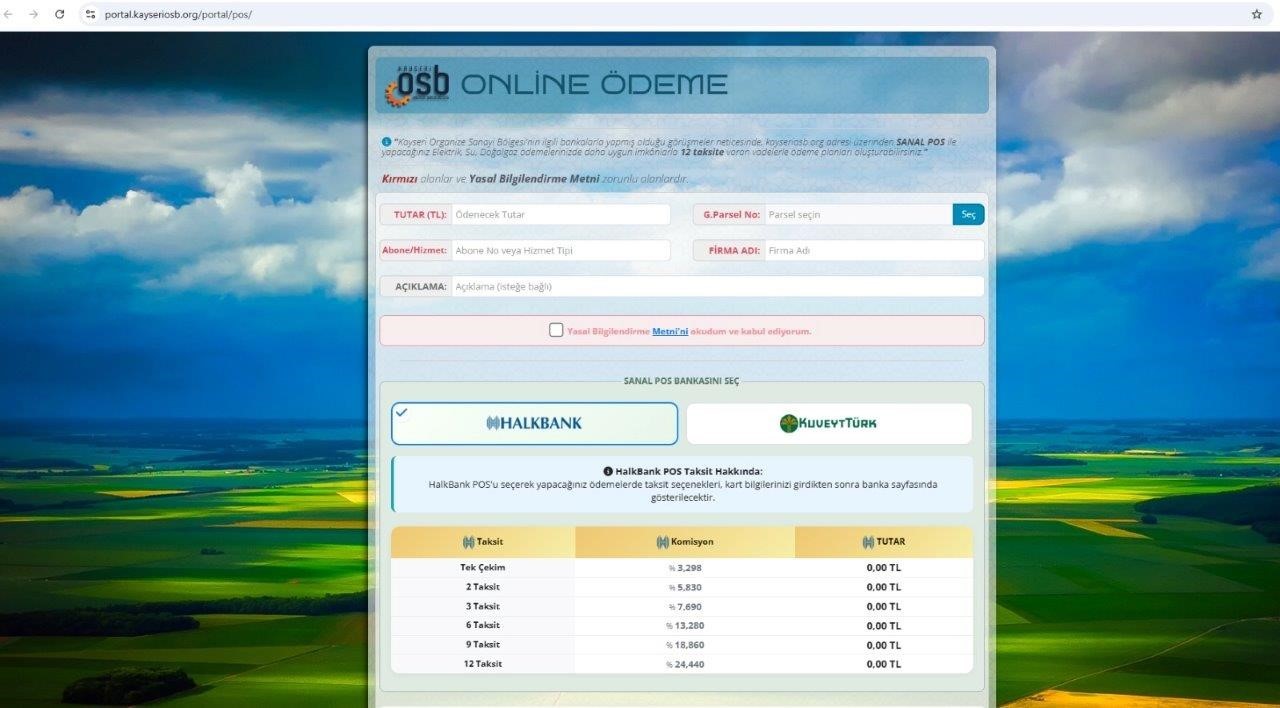 Kayseri OSB sanayicisine, sanal POS &uuml;zerinden taksit imkanı