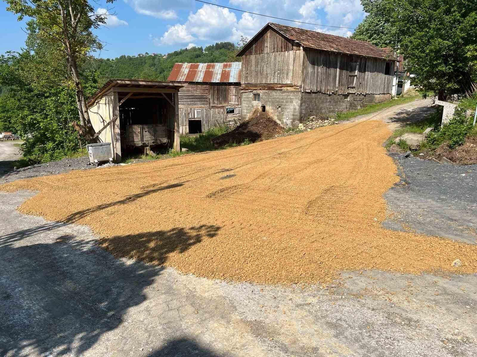 D&uuml;zce&rsquo;nin k&ouml;ylerinde asfalt &ccedil;alışması s&uuml;r&uuml;yor