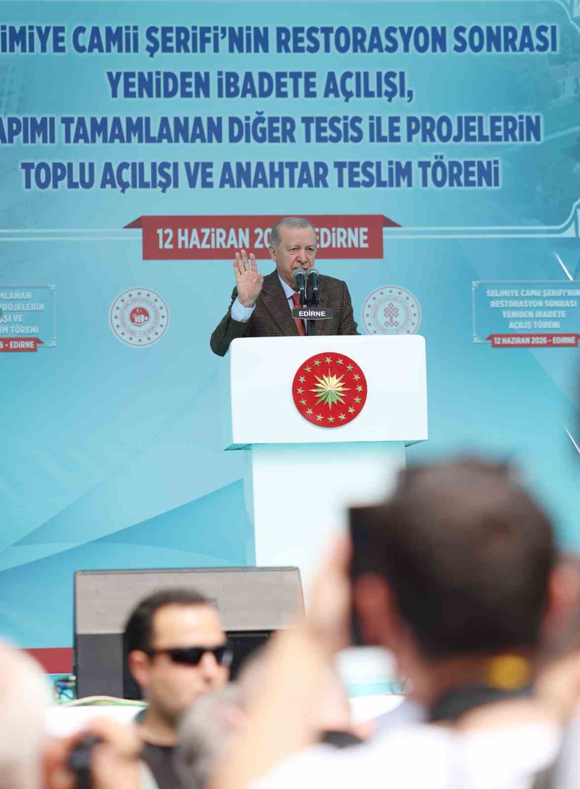 Cumhurbaşkanı Erdoğan: "Selimiye Camii&rsquo;nin 450 yıllık tarihindeki en kapsamlı restorasyonu yaptık"