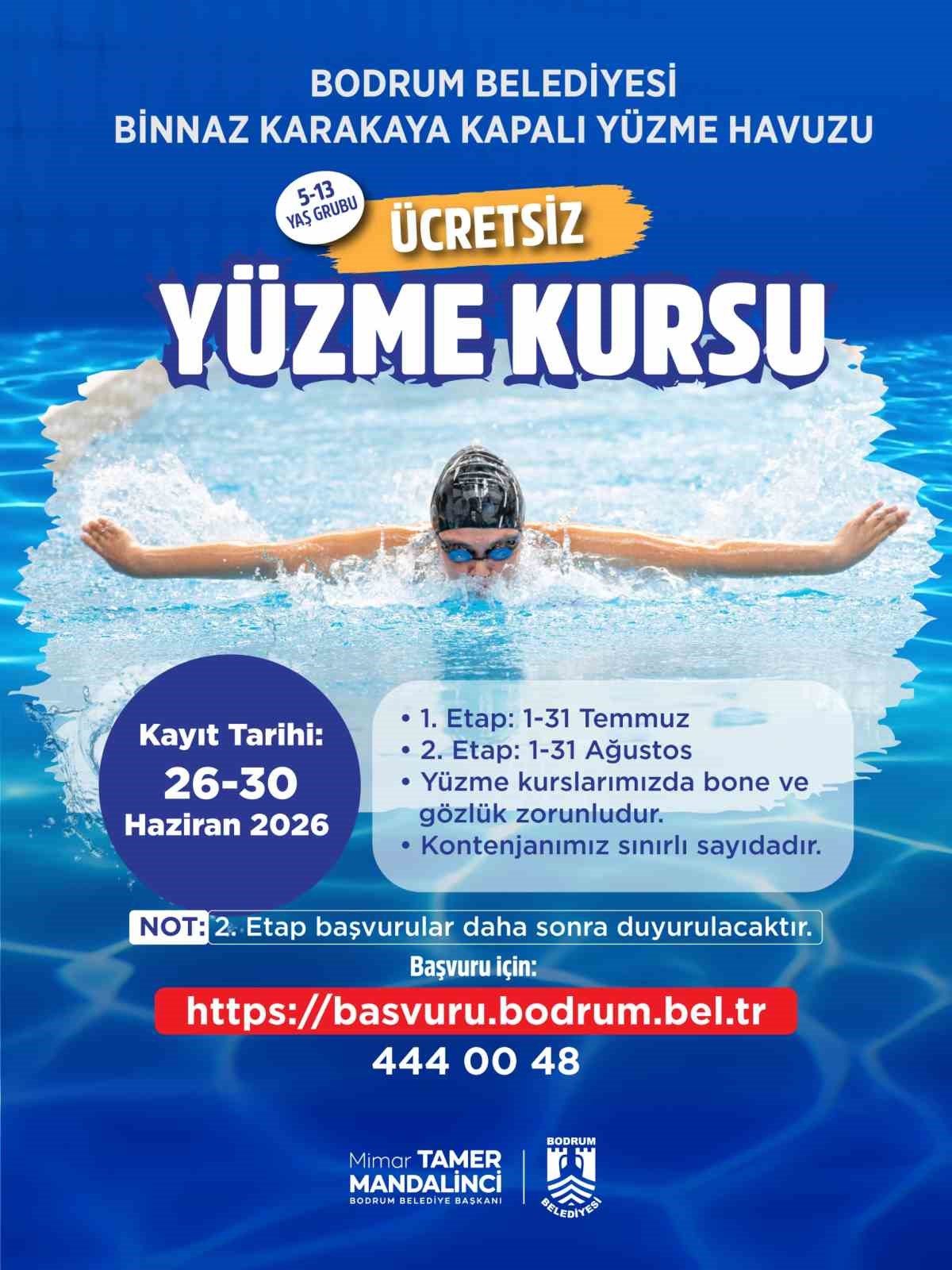 Bodrum Belediyesinden &ccedil;ocuklara &uuml;cretsiz y&uuml;zme kursu