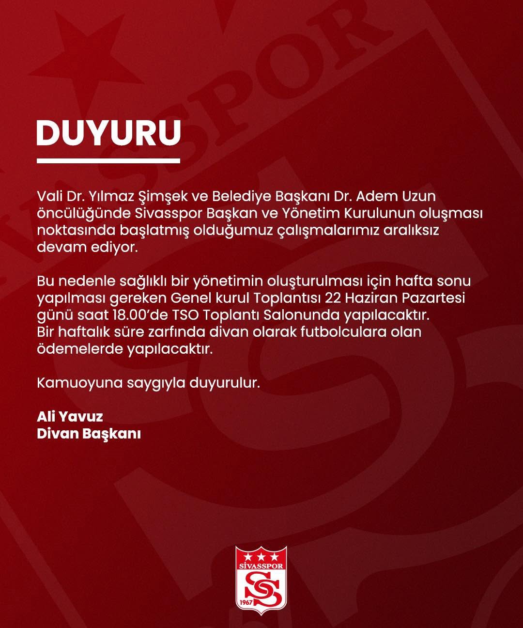 Sivasspor&rsquo;da başkan adayı bulunamadı: Kongre ertelendi!