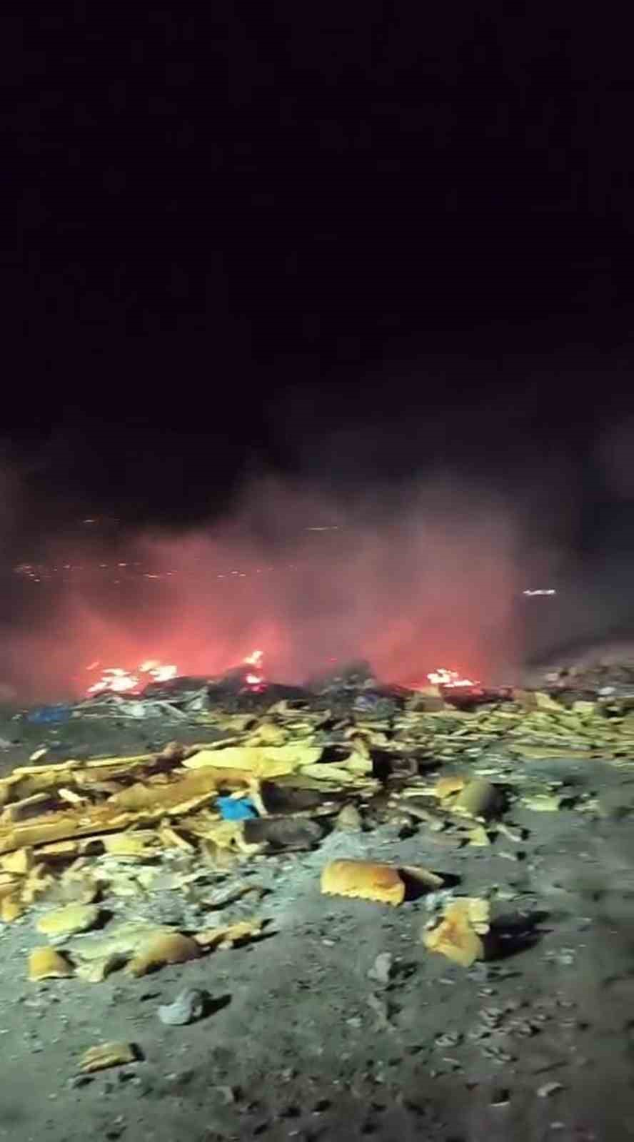 Mersin&rsquo;de &ccedil;&ouml;p sahasında &ccedil;ıkan yangın ormanlık alana sı&ccedil;radı