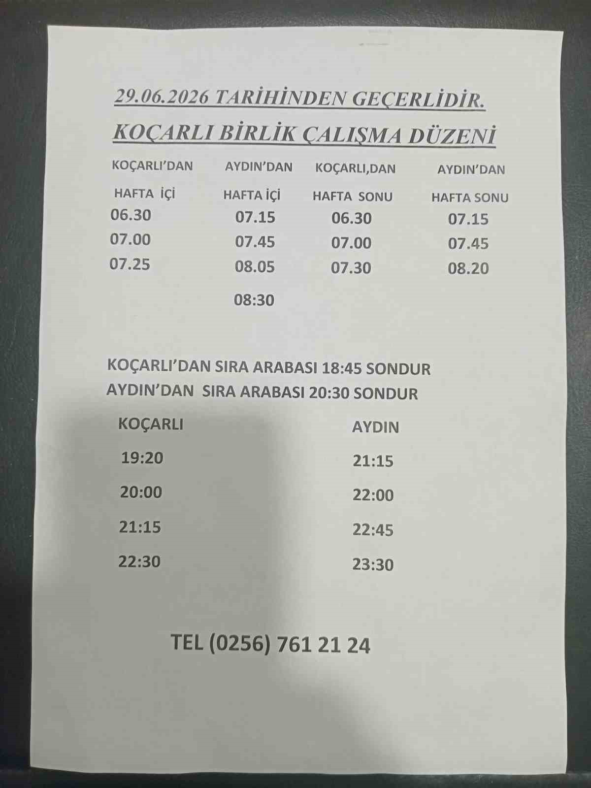 Ko&ccedil;arlı-Aydın hattında minib&uuml;s saatleri g&uuml;ncellendi