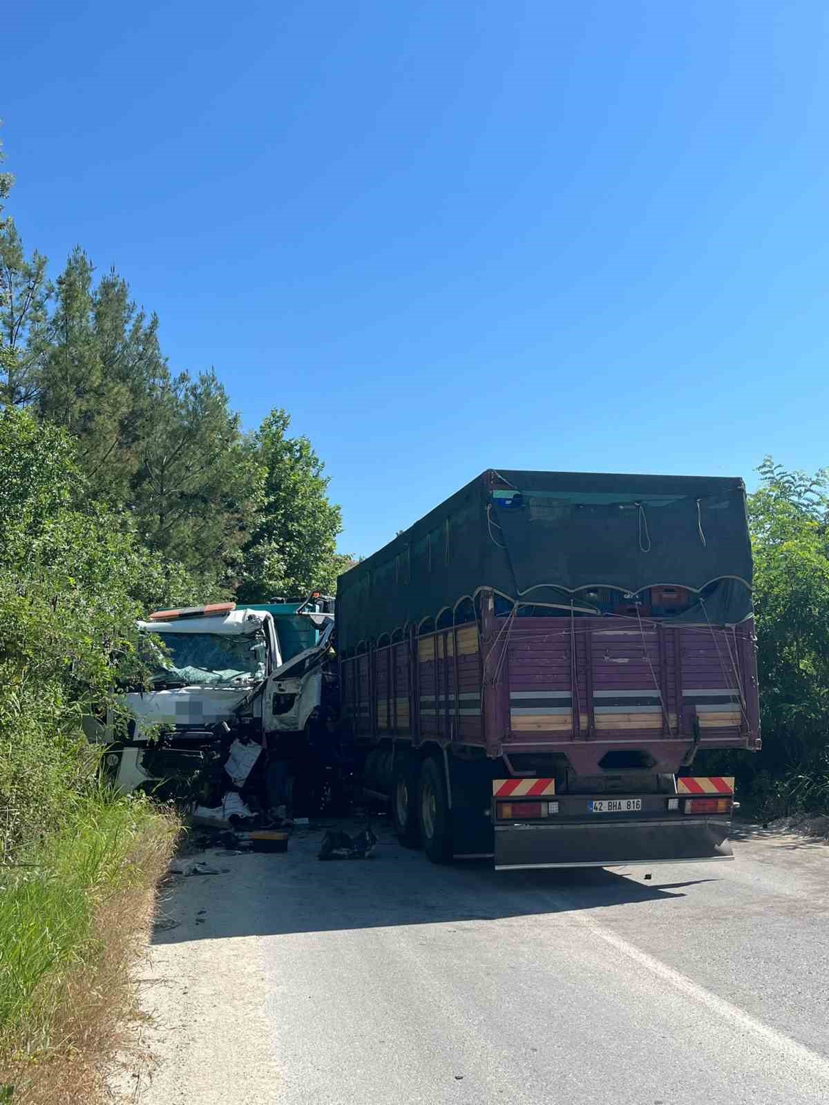 İki kamyon virajda &ccedil;arpıştı: 1 &ouml;l&uuml; 2 yaralı