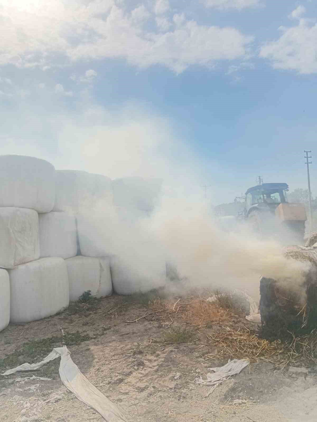 Susurluk&rsquo;ta &ccedil;ıkan yangında 1 ton saman kullanılamaz hale geldi